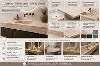Plan de travail en pierre naturelle travertin beige avec lavabo simple trou pour salle de bain, facile à nettoyer, accessoire de présentation en pierre calcaire cosmétique