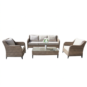 Contemporary <b>Outdoor</b> Rattan <b>Sofa</b> Set with UV-Resistant PE <b>Wicker</b> and Waterproof Cushions for Garden Use - Product Image 1