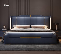 Lit Double Luxe Moderne King Size en Cuir et Bois Massif avec Rangement Rosegia pour Maison et Hôtel