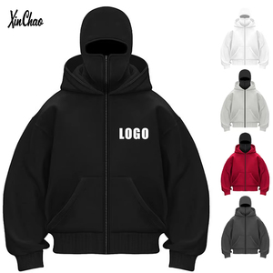 Hip Pop bán buôn biểu tượng tùy chỉnh Mutil màu DTG in Hoodies axit rửa trống Boxy dây kéo người đàn ông đồng bằng Hoodies - Product Image 1