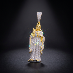 TISHYA DIAMOND Colgante de Jesús con Moissanita VVS de Corte Brillante, Chapado en Oro de 18K, Plata de Ley 925, Unisex, Apto para Probador de Diamantes - Product Image 4