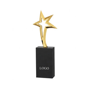 Star Trophy Model 734 Gold Silver Rose Gold Plated Base Logo Customizable Sports Games Award - Product Image 1
