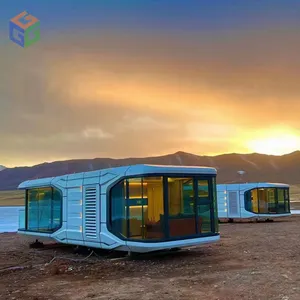 Smart windproof hotel edifício luxo praia villa fabricação móvel pré-fabricada espaço cápsula casa à venda