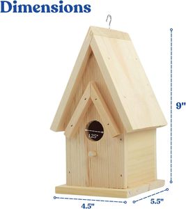 Nichoir en bois fait main à peindre, poulailler Cardinal <span class=keywords><strong>Rennes</strong></span>, nichoir suspendu, décoration de jardin et de cour - Product Image 2