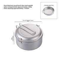 Boîte à bento ronde étanche en titane pur boîte à lunch de camping en plein air avec couvercle scellé poignée pliable pour les étudiants et les pique-niques