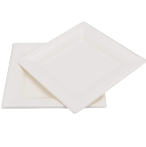 Assiettes jetables carrées en fibre de canne à sucre biodégradable de 10 pouces, boîte à lunch bento avec couverts pour la restauration - Product Image 1