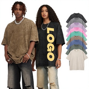 T-shirts personnalisés imprimés en sérigraphie, vierges, délavés à l'acide, style streetwear vintage, 100% coton 230GSM, coupe oversize ample et courte - Product Image 2