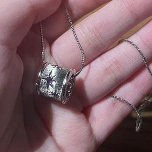 Collier en argent pur S925 avec diamant rose étoilé rond, boucle de route, pour femmes, yeux de chat, petite boule dorée, pendentifs de luxe, charmes - Product Image 4