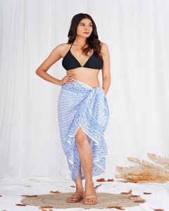 Hot Sale Cotton Hand Block Print Sarong Women Cover Up High Waist Bikini Wrap <b>Split</b> Beach <b>Skirt</b> Printed for Great Price - Product Image 1