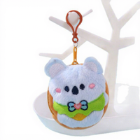 Porte-clés Capybara en peluche de dessin animé, doux et écologique, avec broderie, forme ronde, accessoire pour écouteurs Bluetooth et tablier