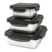 Rectangle étanche Durable 400/750/1200ml acier inoxydable bento boîte à déjeuner ensemble avec couvercles de verrouillage