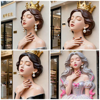Statue de Princesse Française Vintage en Fibre de Verre, Robe Bouffante, Couronne, Détail Perle, Décoration Romantique pour Jardin, Patio, Entrée