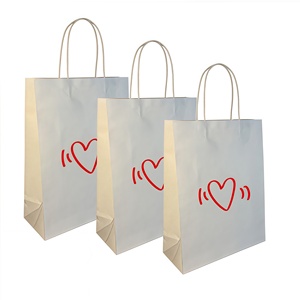 Sac en papier biodégradable personnalisé avec logo imprimé, sac cadeau, sac pour vêtements, sac en papier avec poignée, enveloppé dans un sac en papier kraft blanc 120 g/m² - Product Image 1