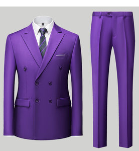 Ternos Masculinos Slim Fit 2 Peças <span class=keywords><strong>Blazer</strong></span> Dupla Frente Conjunto de Terno para Homens Casual Casamento Negócios - Product Image 5