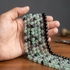 Perles de fluorite verte naturelle, perles de pierres précieuses facettées, perles rondes en pierre brute pour la fabrication de bijoux - Product Image 5