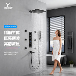 All-Copper Valve Body Bathroom Ceiling/Wall-Mounted Shower Set Stainless Steel Multi-Functional Shower Head Home Shower System - Product Image 2