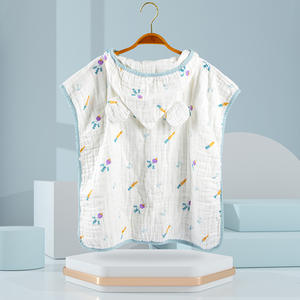 Serviettes de bain à capuche en coton respirant, en mousseline, pour bébé fille et garçon - Product Image 4