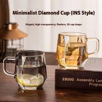 Tasse en verre de style Ins haut de gamme avec poignée pour la maison salon boire petit cadeau-pour café au lait en gros