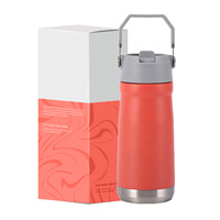 Botella de agua potable deportiva rectangular de acero inoxidable 304, DESBLOQUEO AL TIEMPO DE LOS DEDOS, estilo de diseño