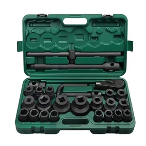 Yizeh conjunto de ferramentas para reparo de carro, conjunto de 26 peças com chave de soquete resistente, soquete preto, 3/4''