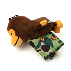 Sac de courses pliable en peluche courte, motif de dessin animé mignon de chiot panda, jouet en peluche personnalisé de singe, sac à main - Product Image 3