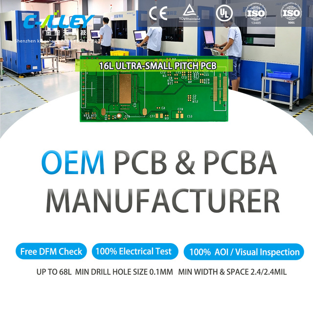 OME Precision Thin Line PCB Fabrication Prototype 16L Ultra-small Pitch Multilayer PCB for LCD Screen Display Driver Board