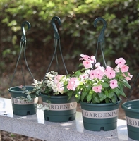 Panier de jardinage en plastique pour pots de fleurs suspendus avec crochets de suspension et trous de drainage pour plantes et fleurs d'intérieur/extérieur