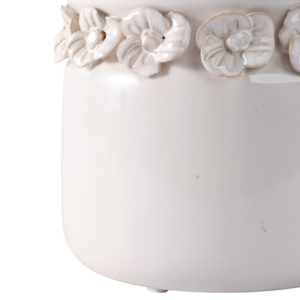 Vaso in gres con applicazioni floreali e design in ceramica testurizzata per piante da interno ed esterno - Product Image 4