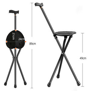 Tongkat terapi fisik stabil, peralatan terapi fisik tidak licin dapat disesuaikan berjalan, kruk aluminium dengan tongkat lipat tempat duduk - Product Image 1