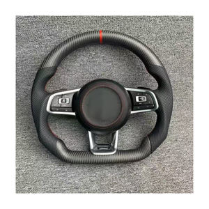 Volant en fibre de carbone en cuir demi-perforé pour VW <span class=keywords><strong>Volkswagen</strong></span> <span class=keywords><strong>Golf</strong></span> R 6 7 7.5 <span class=keywords><strong>8</strong></span> MK8 MK7 8R Gti <span class=keywords><strong>Gtd</strong></span> Modèles Passat CC - Product Image 4