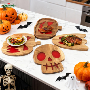ชุดถาดไม้ลายฮาโลวีน รูปฟักทองและผี ทำจากไม้กระถินณรงค์ สำหรับเสิร์ฟอาหาร ขนมหวาน ตกแต่งงานปาร์ตี้ ขายส่ง - Product Image 3