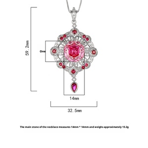 Collier Pendentif Fleur à Pompon en Cuivre Écologique avec Zircon Cubique Rose Taillé, Bijou Tendance pour Femme, Idéal pour le Bureau et les Voyages - Product Image 2