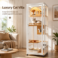 Enclos vertical pour chat, design mince et peu encombrant, en bois, avec plusieurs niveaux, villa de luxe pour chat d'intérieur