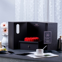 Boîte à gâteau de mariage personnalisée haut de gamme en carton gris à double porte, style français créatif, avec logo