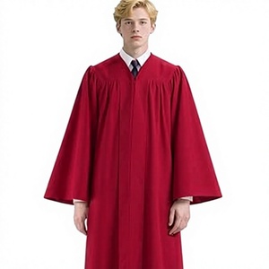 Túnica de Graduación Roja para Hombre Adulto, Tejido Liso, Uniforme Escolar, Túnica Académica para Ceremonia - Product Image 1
