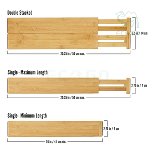 Bamboo Drawer <b>Divider</b> Organizer Set of 6 <b>Spring</b> Loaded Expandable Adjustable Stackable <b>Dividers</b> Best for Kitchen - Product Image 2