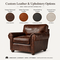 Fauteuil Club Vintage en Cuir Vieilli avec Accoudoirs Roulés Classiques pour Salon de Villa – Fabricant de Meubles Personnalisés