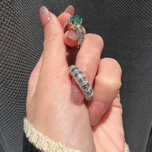 Anillo de Plata de Ley S925 con Media Luna de Diamantes para Mujer, Estilo Vintage con Diamantes Completos de Alto Contenido de Carbono - Product Image 2