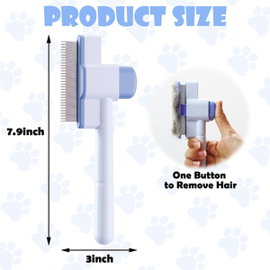 Peigne pour poils d'animaux (chats, chiens) en ABS et acier inoxydable, moderne, classique, simple, auto-nettoyant, à un bouton, forme d'aiguille - Product Image 2