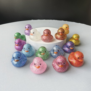 Canards en caoutchouc pailletés, lot de 6 couleurs assorties, cadeaux de bain, jouets anti-stress pour bébés et enfants, pour les fêtes prénatales et la piscine estivale - Product Image 2