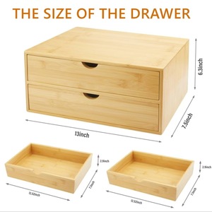 Bamboo Desktop Drawer Storage <b>Box</b> 2-Tier Wood Organizer for Desk Office Study Room <b>Makeup</b> Cosmetics Tidy Multi Layer Shelf - Product Image 4
