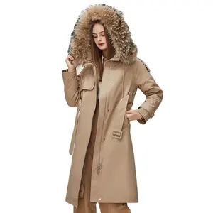 Lulusen Áo khoác nhà sản xuất bán buôn XXXL cộng với kích thước mùa đông màu đen dài Parka lông tiện ích cho phụ nữ