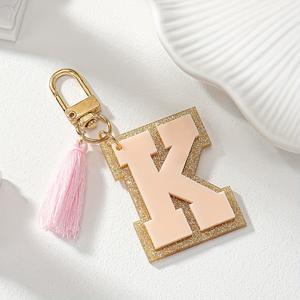 Porte-clé<span class=keywords><strong>s</strong></span> tendance en acrylique style bohème avec pompon et initiale simple, 26 lettres anglaises, marque <span class=keywords><strong>AIMEE</strong></span>, logo numérique personnalisé - Product Image 6