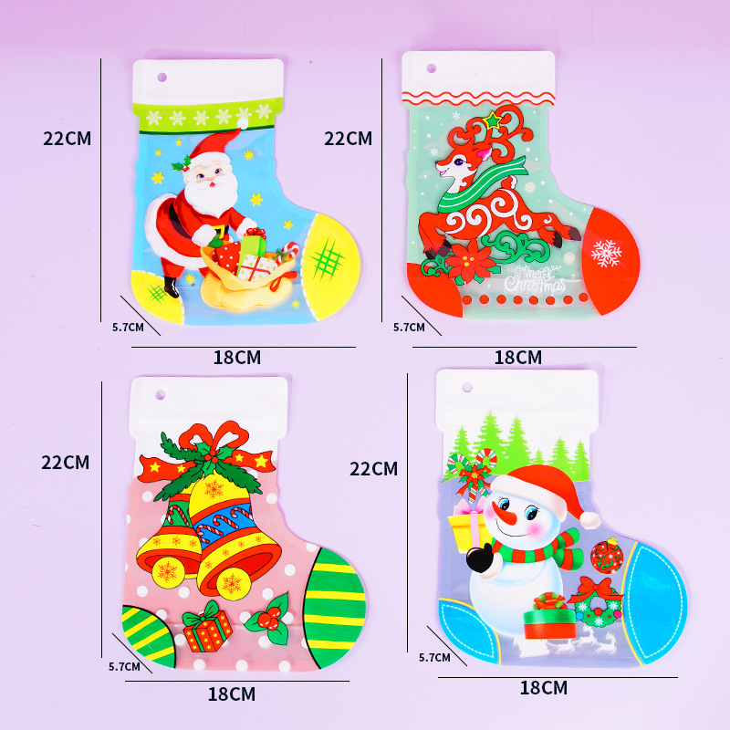 3 bas de Noël style plat-ensemble de 4-mopppetpe