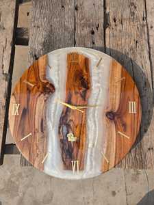 Premium Epoxy Resin Wooden Wall <b>Clock</b> – Handmade Decorative Wall <b>Clock</b> for Home & Hotel - Product Image 4