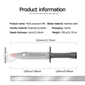 Cuchillo de Caza de Acero Inoxidable con Mango de Madera, Hoja de Punta Caída, Borde Recto, Funda de Cuero de Grado Industrial - Product Image 6
