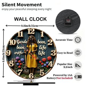 Round Wooden Wall <b>Clock</b> 25x25cm Retro Roman Numeral Non Ticking Home Decor Study Room Art <b>Clock</b> - Product Image 5