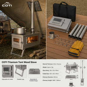 Réchaud de camping portable en titane pur à structure divisée pour extérieur, cuisson au charbon et chauffage d'<span class=keywords><strong>eau</strong></span> - Product Image 2