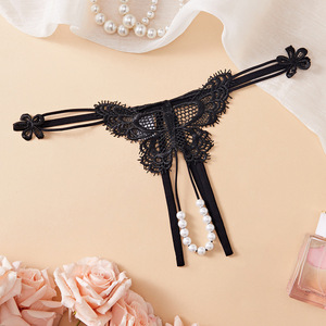 Ding Zhi Mei-Culotte string sexy, dentelle de massage, perle noire, sous-vêtements féminins, style européen - Product Image 1
