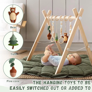 Almohadilla de felpa para dormir para bebé recién nacido 5 en 1, cama de algodón de hoja suave plegable para bebé, juego sensorial de madera, alfombrilla de juego de actividades para gimnasio - Product Image 2